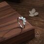 White Opal Curved Chevron Ring In Sterling Silver, thumbnail 4 of 10
