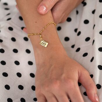 18ct Gold Cassette Tape Charm Necklace, 3 of 5