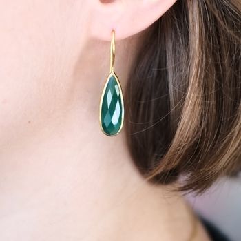 Real Green Onyx Gemstone Earrings, 3 of 9