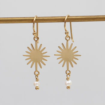 18ct Gold Plated Sun Hook Earrings, 2 of 4