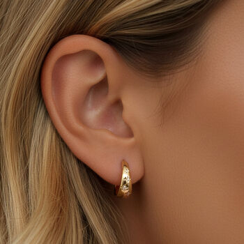 Gold Or Silver Women's Starburst Huggie Hoop Earrings, Everyday Star Jewellery, 6 of 6