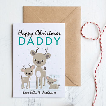 Daddy Christmas Card Personalised With Cute Deer, 2 of 4