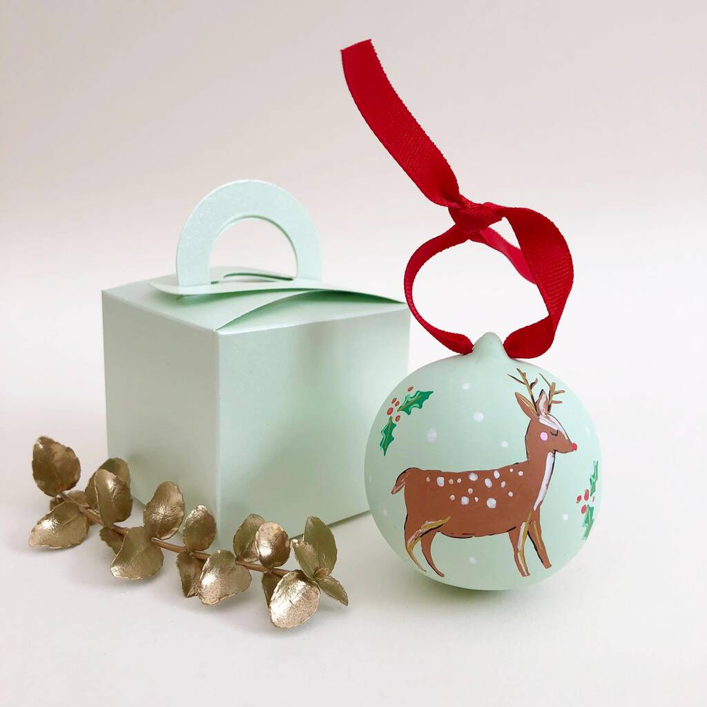Personalised Hand Illustrated Reindeer Christmas Bauble, 1 of 5
