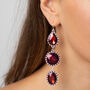Red Triple Drop Crystal Earrings, thumbnail 1 of 3