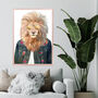 Custom Fashion Lion Denim Jacket Art Print, thumbnail 3 of 8