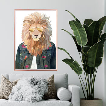 Custom Fashion Lion Denim Jacket Art Print, 3 of 8