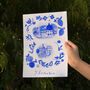 Scenes Of Florence, Italy Blue Tile Inspired Travel Print, thumbnail 1 of 12