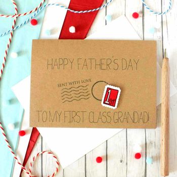 Personalised First Class Grandad Father's Day Card, 8 of 8