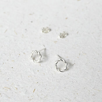 Silver Twisted Circle Studs, 2 of 5