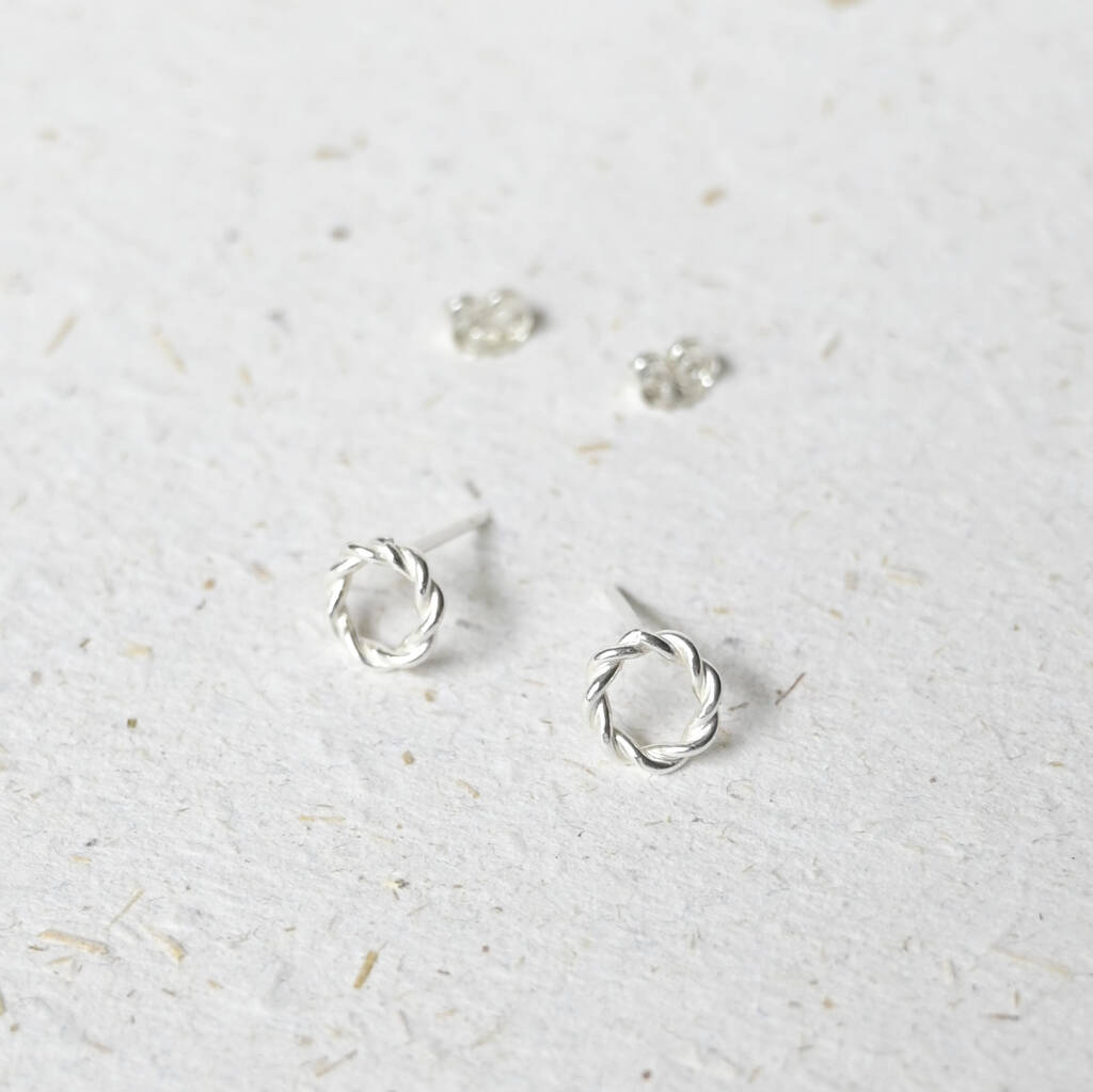 Silver Twisted Circle Studs By Wild Fawn Jewellery | notonthehighstreet.com