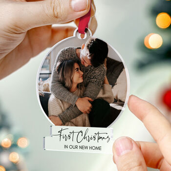 First Christmas New Home Photo Ornament Acrylic Gift, 4 of 11