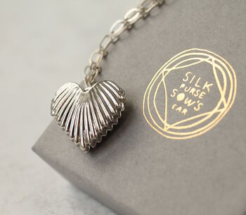 Silver Heart Clamshell Locket Necklace, 9 of 9