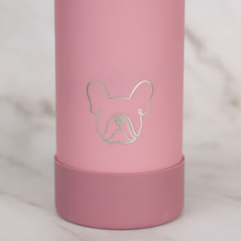 French Bulldog 30oz Water Bottle With Removable Dog Bowl In Grey/ Cream/ Pink, 7 of 9