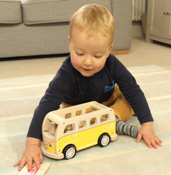 Classic Iconic Yellow Camper Van Wooden Toy, 4 of 5