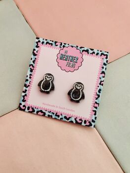 Penguin Glitter Resin Studs / Gift For Penguin Lovers / Christmas Studs, 5 of 5
