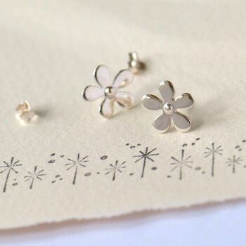 Five Petal Flower Sterling Silver Stud Earrings, 2 of 10