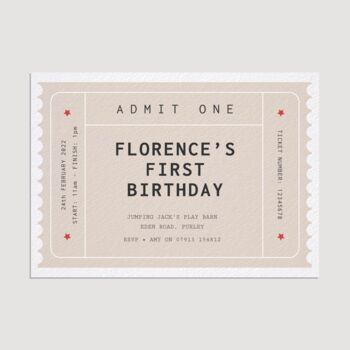 Party Ticket Birthday Party Invitations, 2 of 2