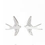 Swallow Stud Earrings Handmade In 925 Sterling Silver, thumbnail 2 of 6