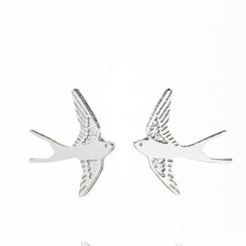 Swallow Stud Earrings Handmade In 925 Sterling Silver, 2 of 6