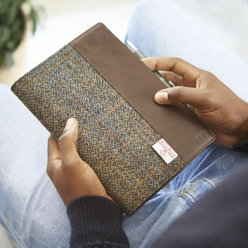 Harris Tweed Personalised Leather Notebook Journal, 2 of 12