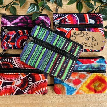 Hand Printed Coin Purse Boho Hippie Wallet, 9 of 11
