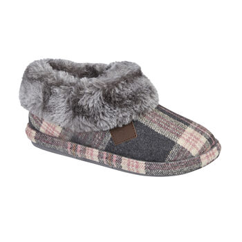 Ladies Tartan Slipper Boots Dark Red Or Grey, 5 of 6