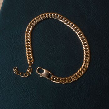Chunky Gold Plated Flat Cuban Bracelet Chain 6 Mm, 5 of 12