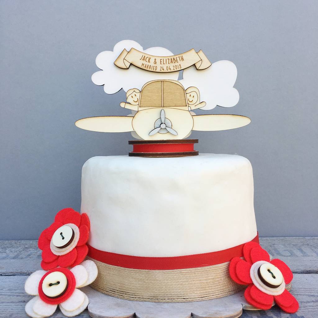 Personalized Vintage Airplane Cake Topper Time Flies First - Etsy