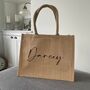 Personalised Large Square Jute Beach Shopper Tote Bag, thumbnail 1 of 8