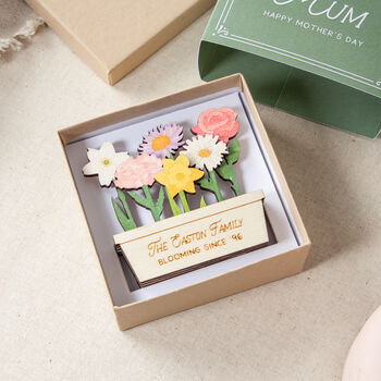 Family Of Birth Flowers In Mini Wooden Planter, 2 of 4