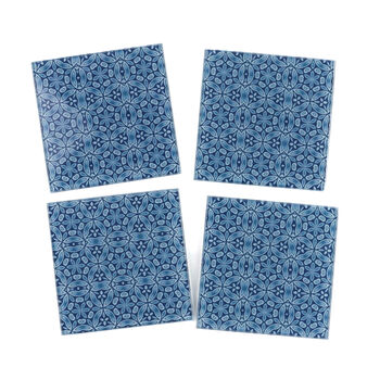 Liberty Print Blue Flower Coaster Set, 4 of 10