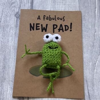 Frog Crochet New Home Housewarming Card Handmade, 7 of 12
