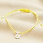 Sterling Silver Yellow Daisy Cord Bracelet, thumbnail 3 of 5
