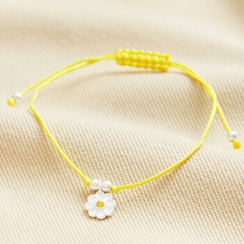 Sterling Silver Yellow Daisy Cord Bracelet, 3 of 5