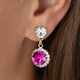 Fuchsia Pink Swarovski Crystal Snow Drop Earrings, thumbnail 1 of 6