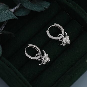 Dangling Highland Cow Huggie Hoops, 2 of 12
