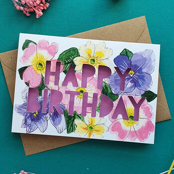 February Birth Flower Paper Cut Birthday Card, 2 of 4
