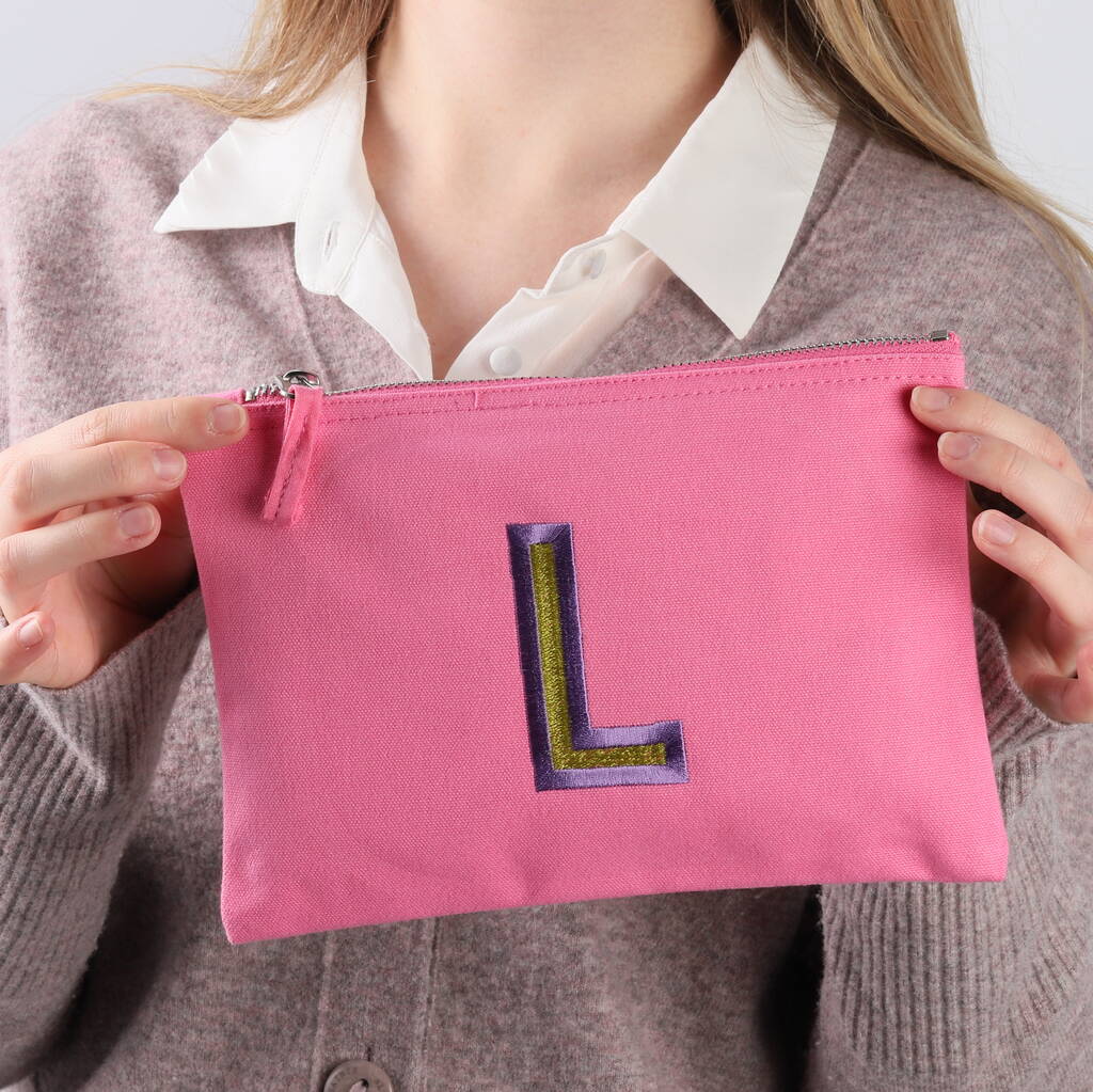 Personalised Embroidered Initial Make Up Bag By attic
