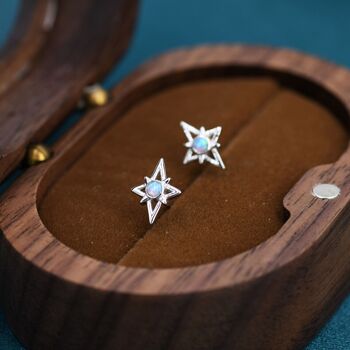 North Star Opal Stud Earrings In Sterling Silver, 4 of 11