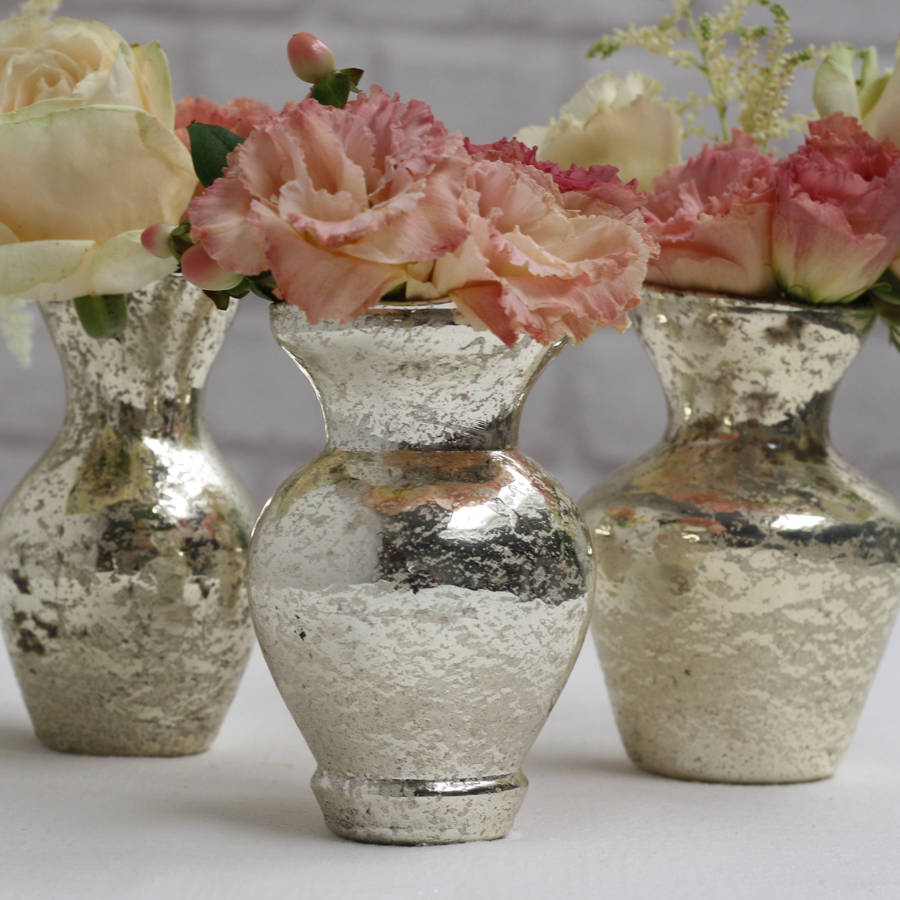 Handmade Mercury Pale Gold Posy Vases Set Of Three By The Wedding of