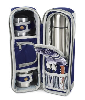 Deluxe Two Person Flask And Mug Picnic Set Navy Blue, 3 of 8