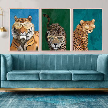 Custom Personalised Cheetah Wearing Glasses Art Print, 3 of 5