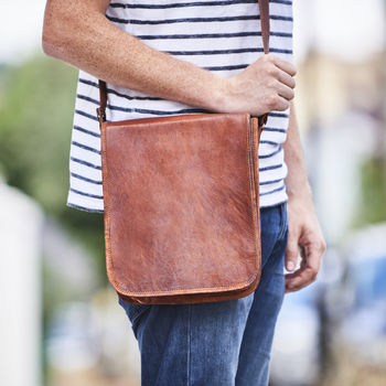 Leather Messenger Day Bag, 5 of 9