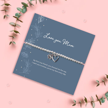 Love You Mum Silver Plated Beaded Bracelet In Box, 3 of 8