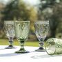 Set Of Four Exotic Embossed Wine Goblets, thumbnail 1 of 5