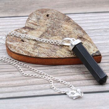 Gemstone Classic Point Pendant Black Agate, 4 of 8