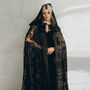 Boho Lace Bridal Cloak With Hood | Emerald Green Wedding Cape, thumbnail 6 of 12