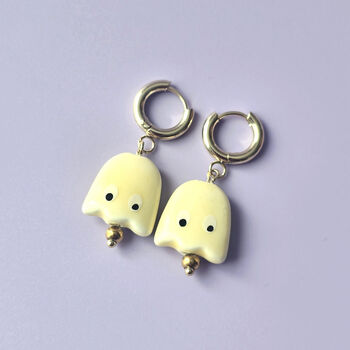 Handmade Ceramic Ghost Earrings In Pastel Colours, 5 of 8