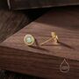 Tiny Aqua Green Opal Cz Halo Stud Earrings, thumbnail 4 of 11