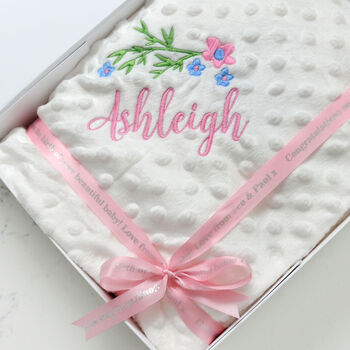 Personalised Embroidered Floral Baby Blanket With Name, 5 of 8